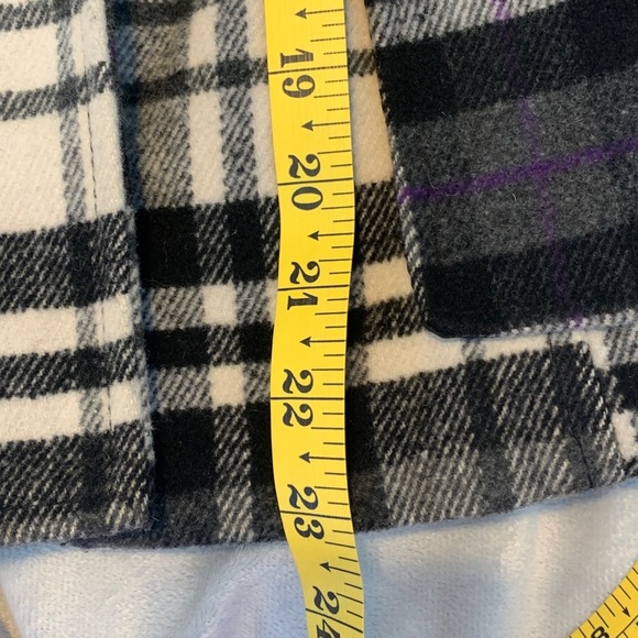 Hydraulic plaid tartan Black White Purple toggle pea hooded coat Y2K size  S - Picture 6 of 9